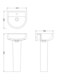 image 2 of Mila Ceramic D Shape Basin & Full Pedestal 420mm White Bathroom Sink | White | White | 380 x 425 x 825mm
