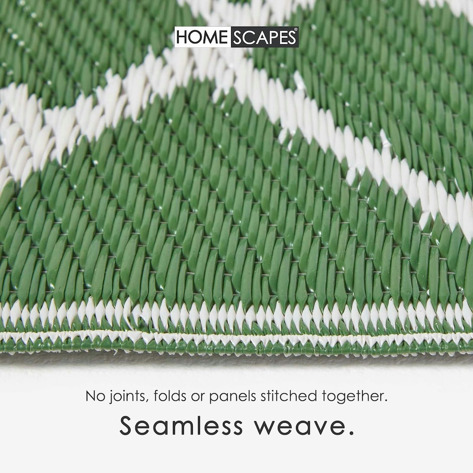 image 1 of Homescapes Outdoor Rug Luxury Waterproof Reversible Recycled, For Garden, Ada Botanical Green | 150 x 240 cm