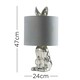 image 2 of ValueLights Lepus Pair of Modern Chrome Ceramic Rabbit/Hare Table Lamps with Grey Shade - Complete with 4w LED Bulbs 3000K