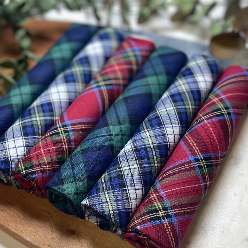 image 1 of Warwick & Vance Pack Of 6 Tartan Design Cotton Handkerchiefs