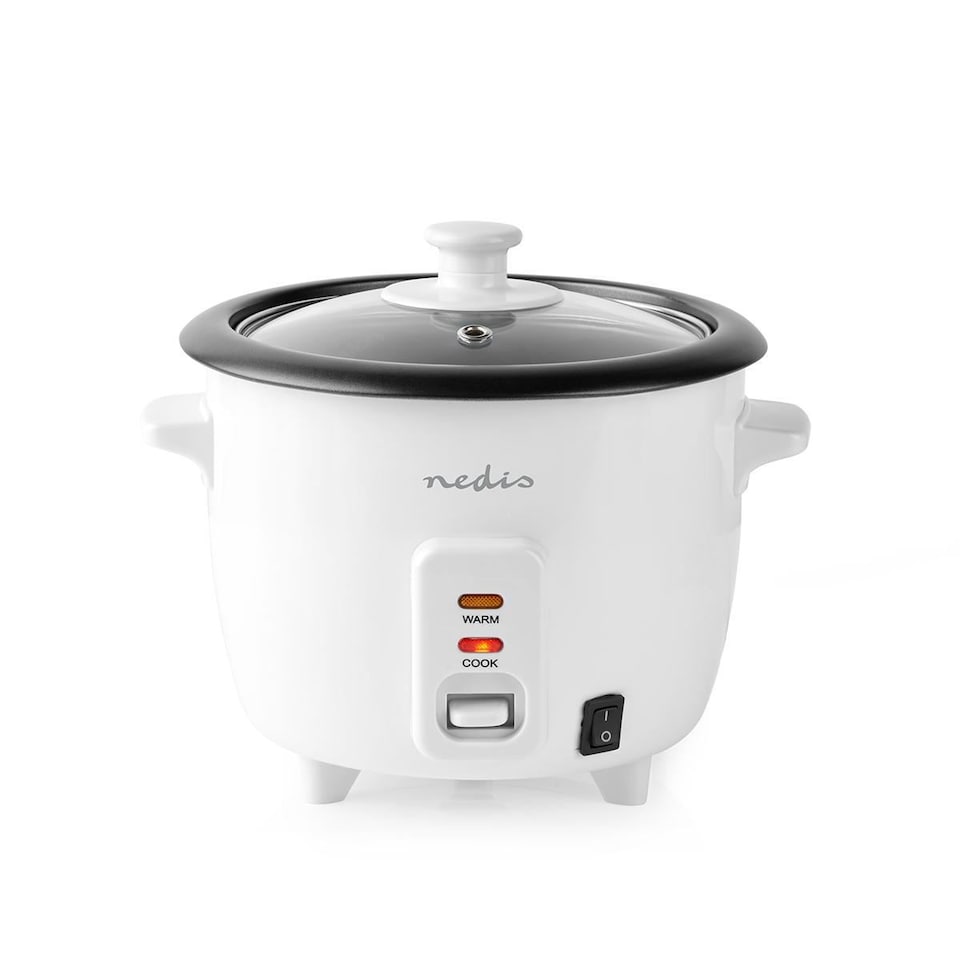 image 1 of Nedis 0.6L Rice Cooker & Steamer with Keep-Warm Function, 300W, for 1-2 People, Quick Preparation Without Burning, Non-Stick Coating incl. Steamer Insert
