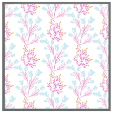 Pink & blue flower design (Picture Frame) Grey | S
