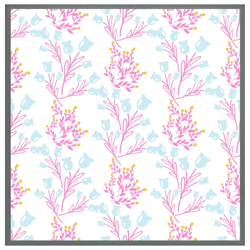 image 1 of Pink & blue flower design (Picture Frame) Grey | S