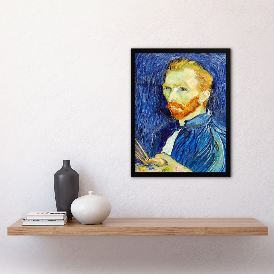 image 1 of Vincent van Gogh Framed Wall Art Print Self Portrait With Palette Home Décor