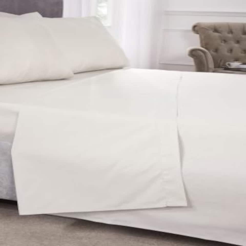 image 1 of Percale Collection 180 Thread Count Percale Flat Sheet in Ivory - Super King