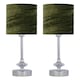 image 1 of First Choice Lighting Set of 2 Chrome Jewelled Table Lamp with Green Crushed Velvet Shades Chrome | Green