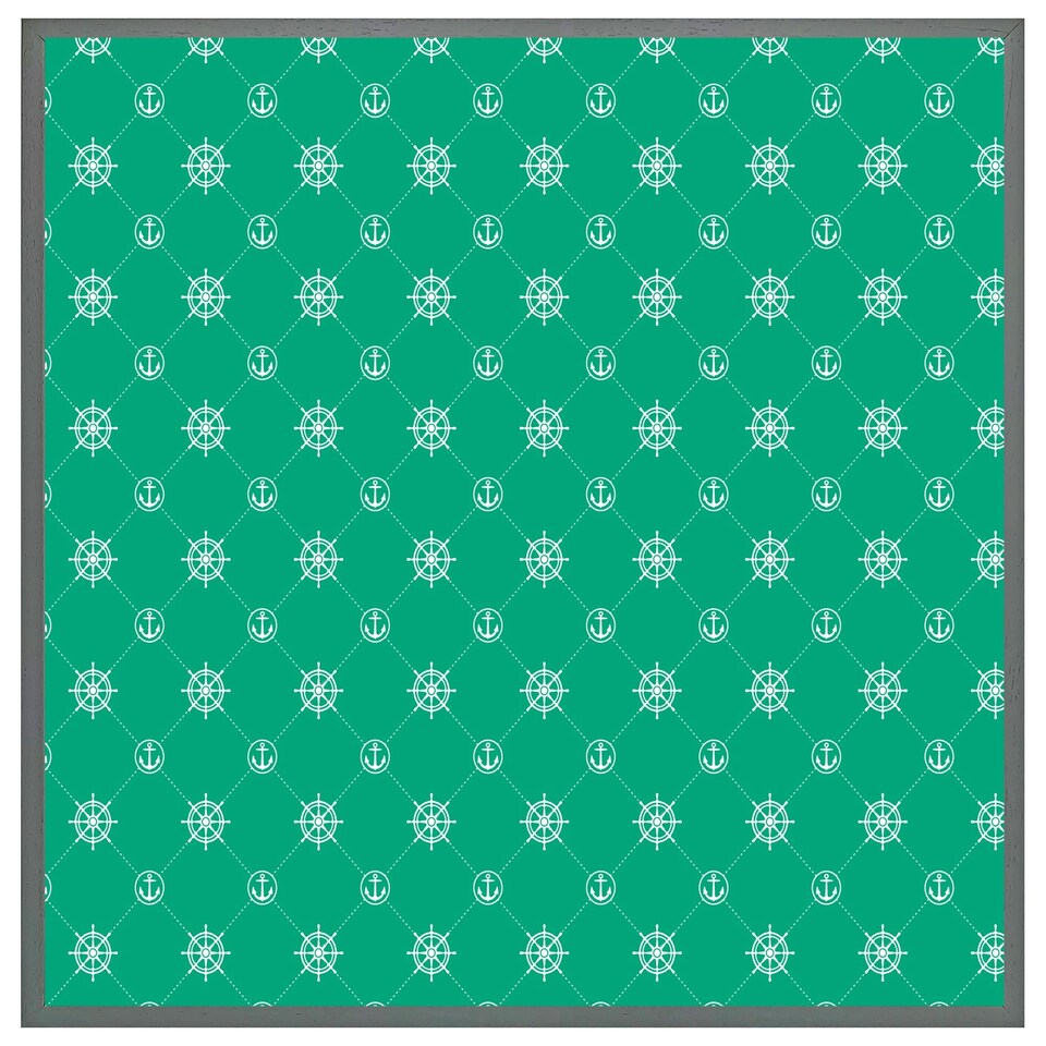 image 1 of Nautical elements on green (Picutre Frame) Brown | Oak | XS