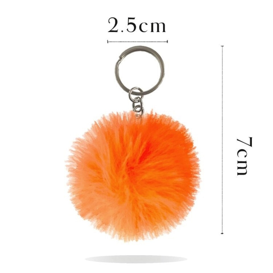 image 1 of Bottlesoc Faux Fur Pompom Keychain Sunset Orange