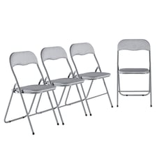 4-Pc Folding Chair Set with Cushioned Velvet Seat and Back | Grey | 4