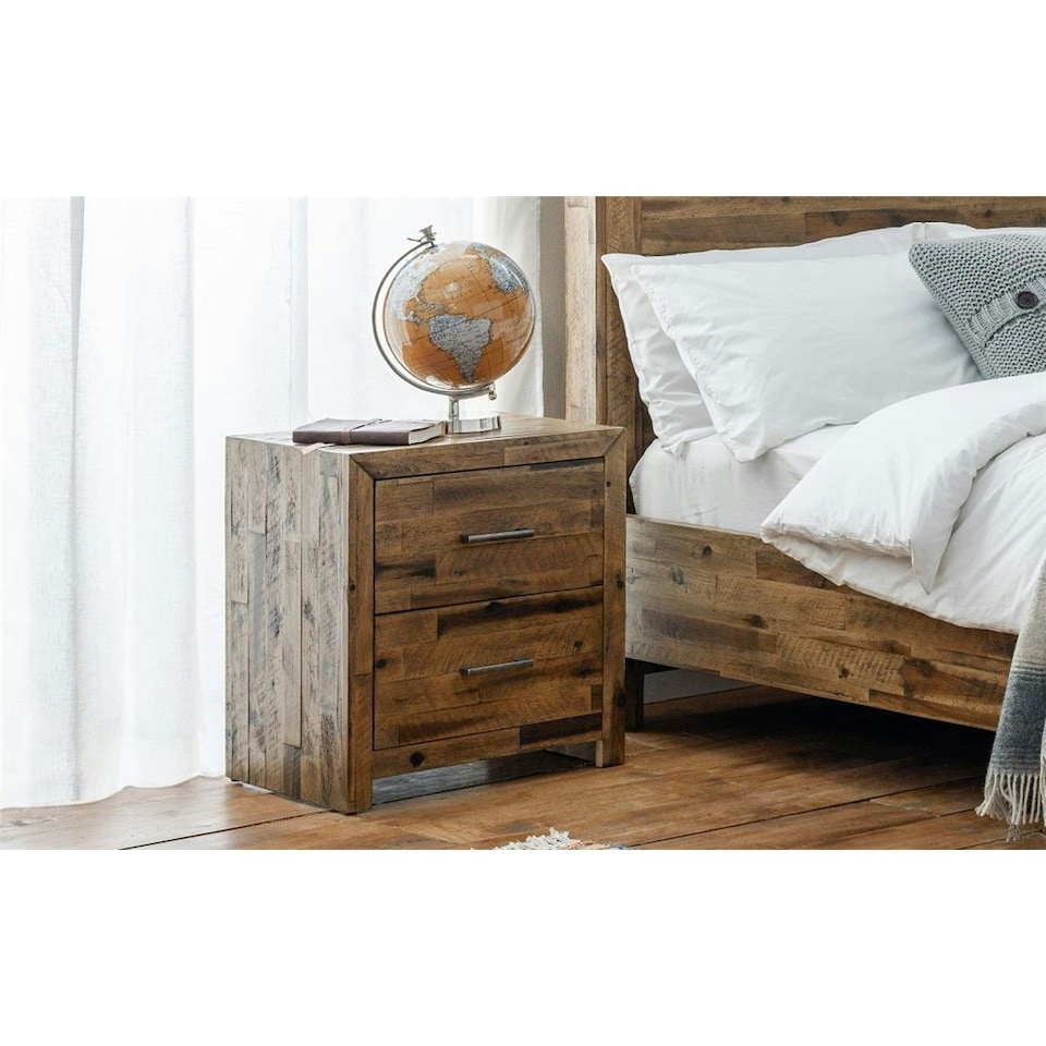image 1 of Rustic Oak Bedside Drawers - 2 Drawers