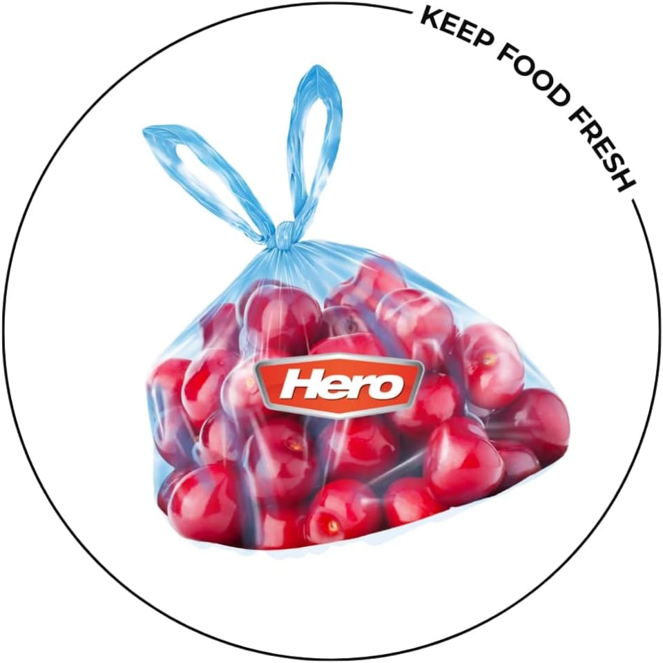 image 1 of Hero Tie Handle Food Storage Bags 6L Pack of 40 Reusable BPA Free Freezer & Sandwich Bags with Airtight Seal for Fruits, Vegetables, Meat and Grains