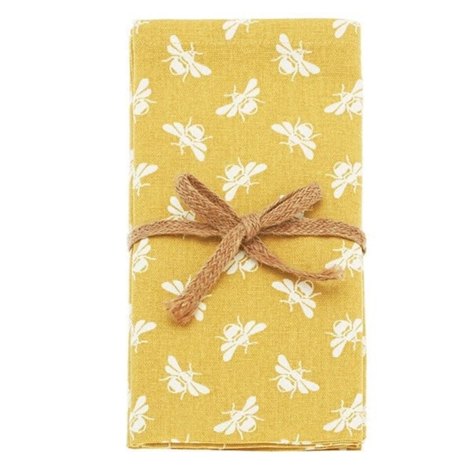 Walton & Co Ochre Bee Set Of 4 Napkins | Yellow | 4