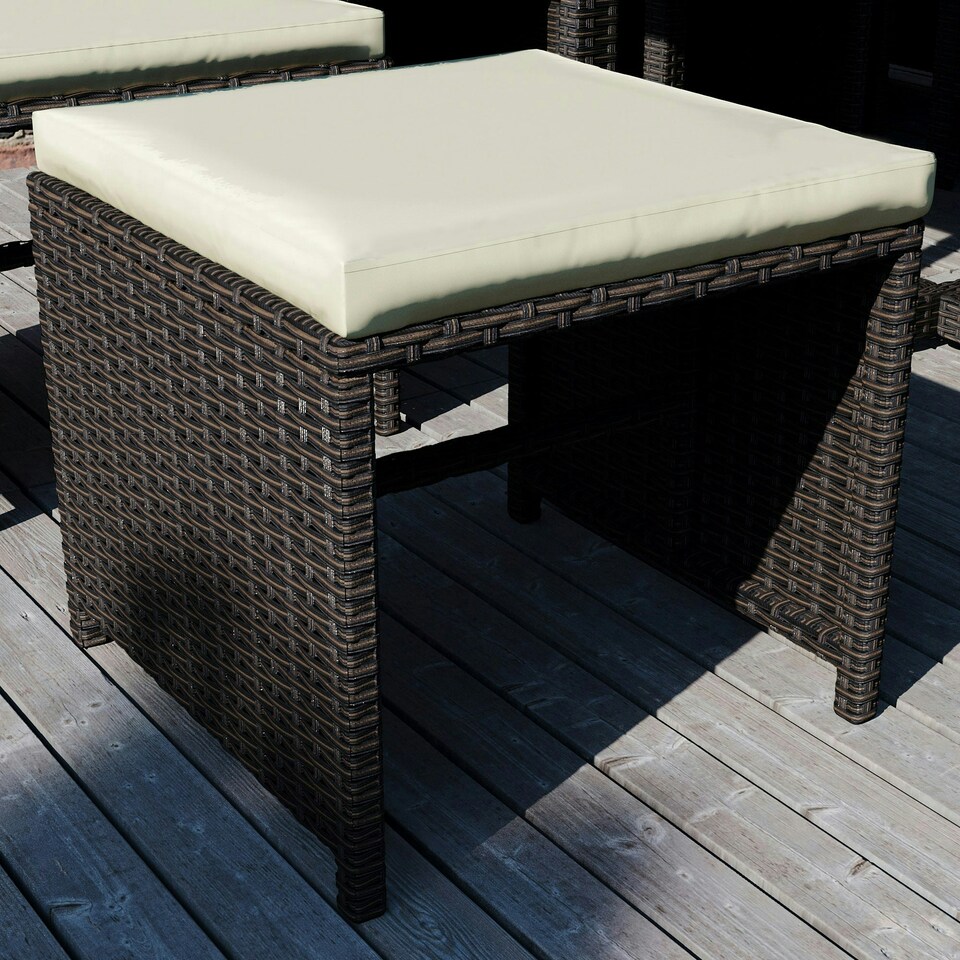 image 1 of Garden Vida Cuba 10 Seater Rattan Set Folding Chair Stool Dining Table Outdoor Garden Furniture, Brown