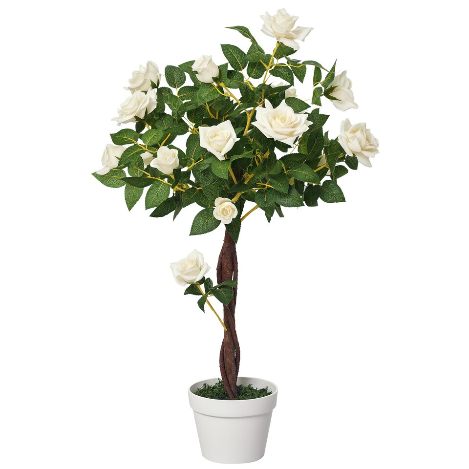 image 1 of Outsunny 90cm Artificial Rose Tree, Fake Decorative Plant, Pink