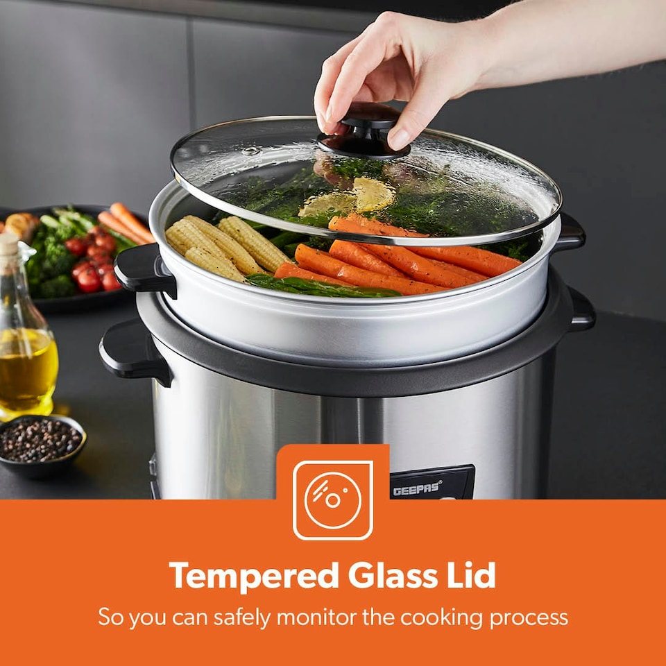 image 1 of GEEPAS 2.8L Rice Cooker Non Stick Pot Steamer 1000W Silver