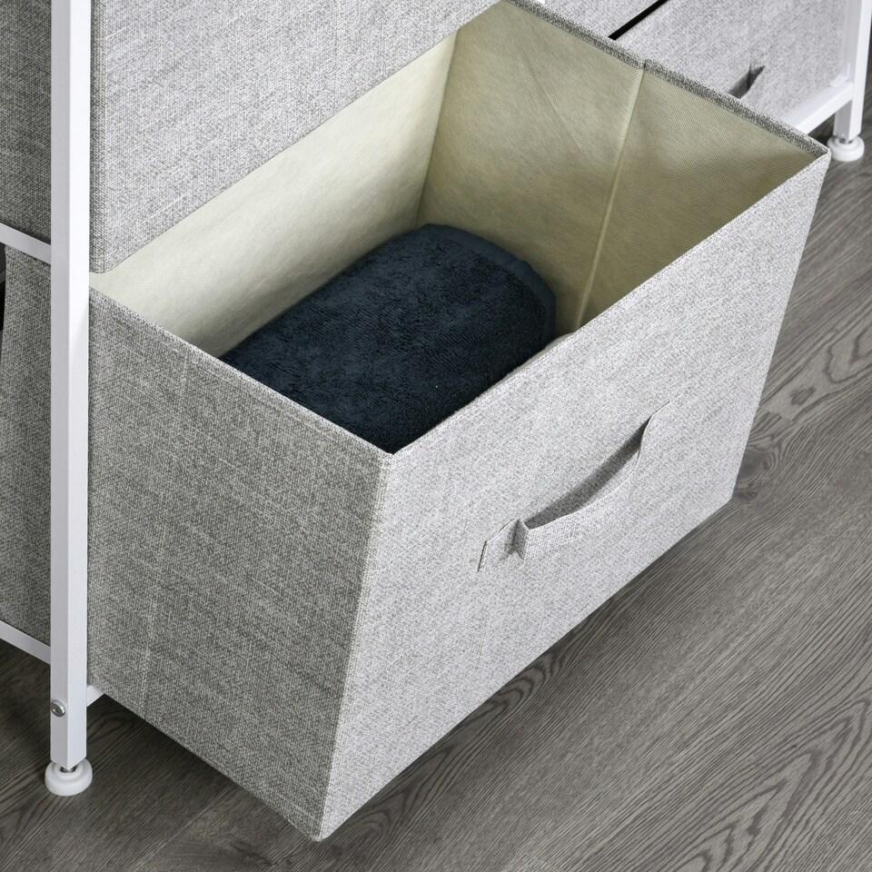 image 1 of HOMCOM 5 Drawer Linen Basket Storage Unit Home Organisation w/ Shelf Handles