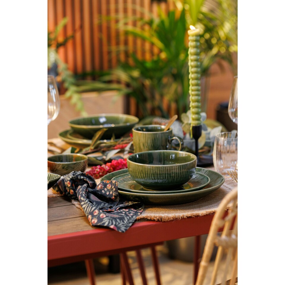 image 1 of Mikasa Cereal Bowl Set Green Ceramic 15cm Set of 4