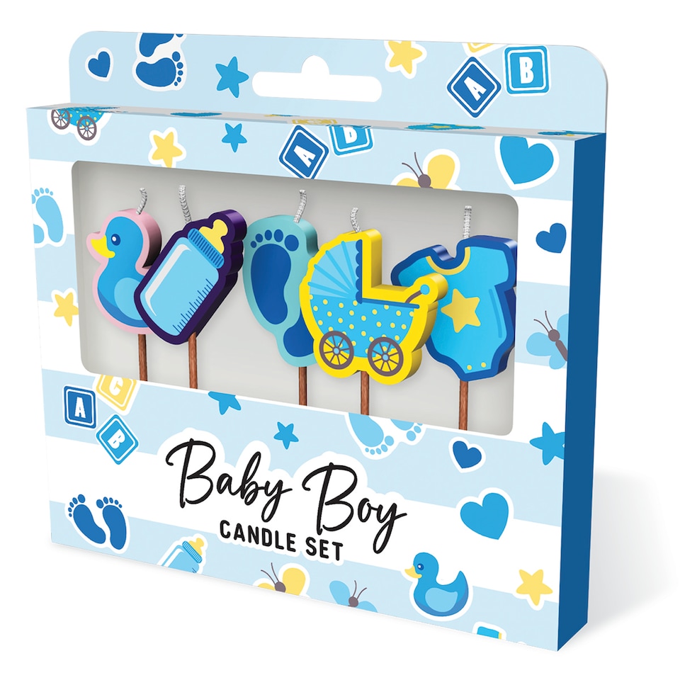 image 1 of Novelty Cake Candle Set - Baby Boy