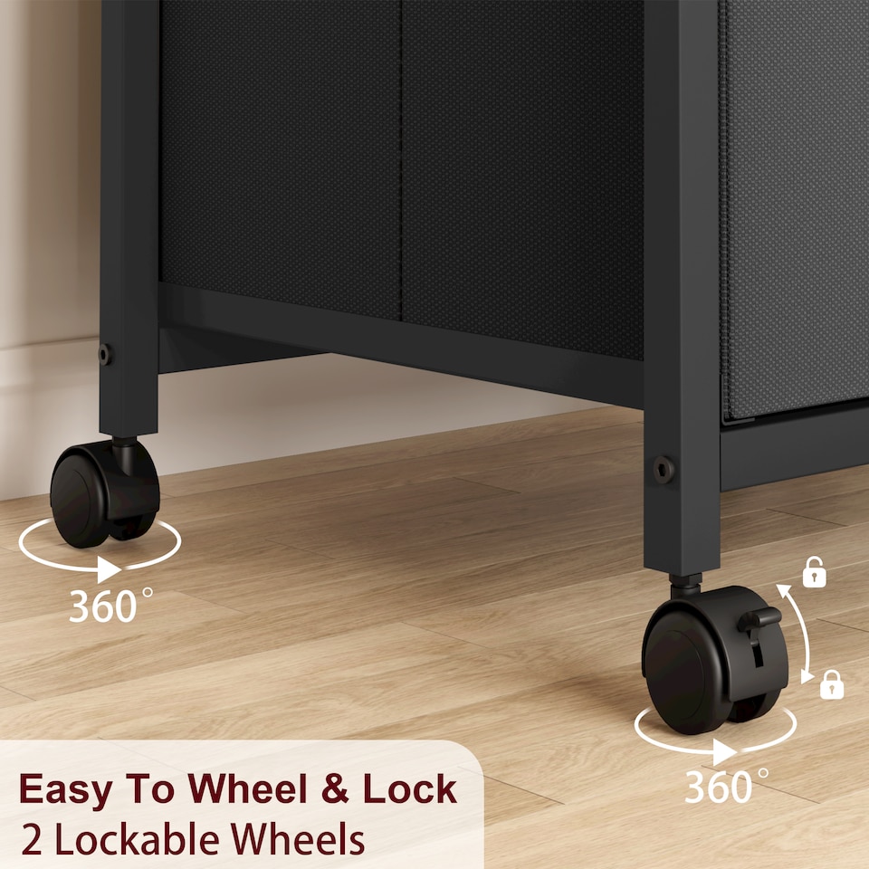image 1 of London Boutique 2-Drawer Mobile Filing Cabinet with Wheels Under Desk Storage (H)67cm - Black