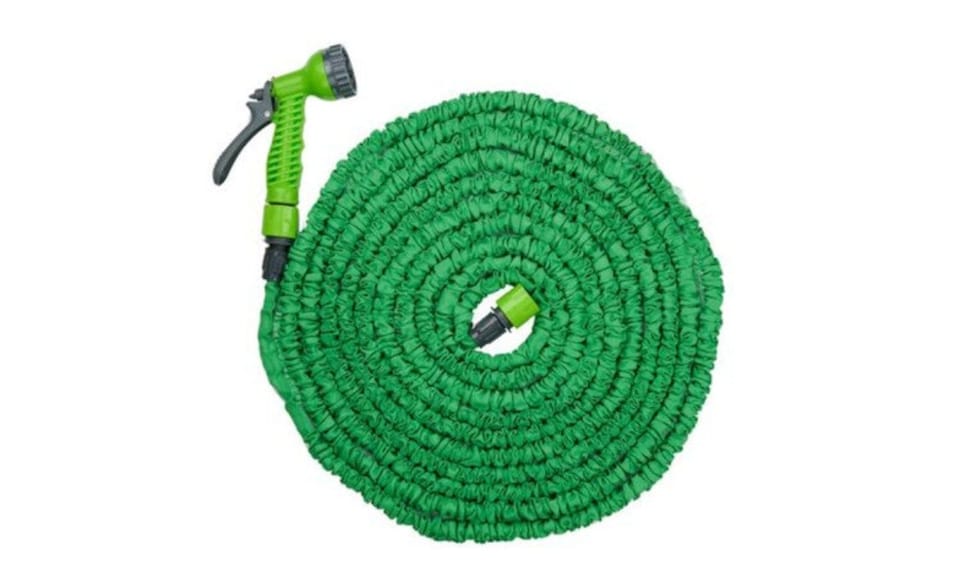 image 1 of Lightweight Green Elastic Garden Hose Set Expandable 5-10M with 7 Functions for Lawn Watering Backyard Plants | Green
