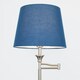 image 1 of ValueLights Sinatra Adjustable Swing Arm Floor Lamp In Brushed Chrome Finish with Blue Tapered Light Shade with LED GLS Bulb