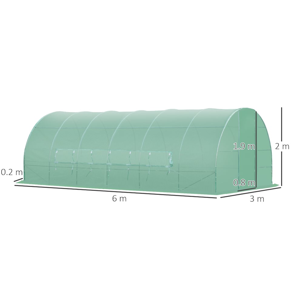 image 1 of Outsunny 6 x 3M Reinforced Walk-in Polytunnel Garden Greenhouse Steel Frame