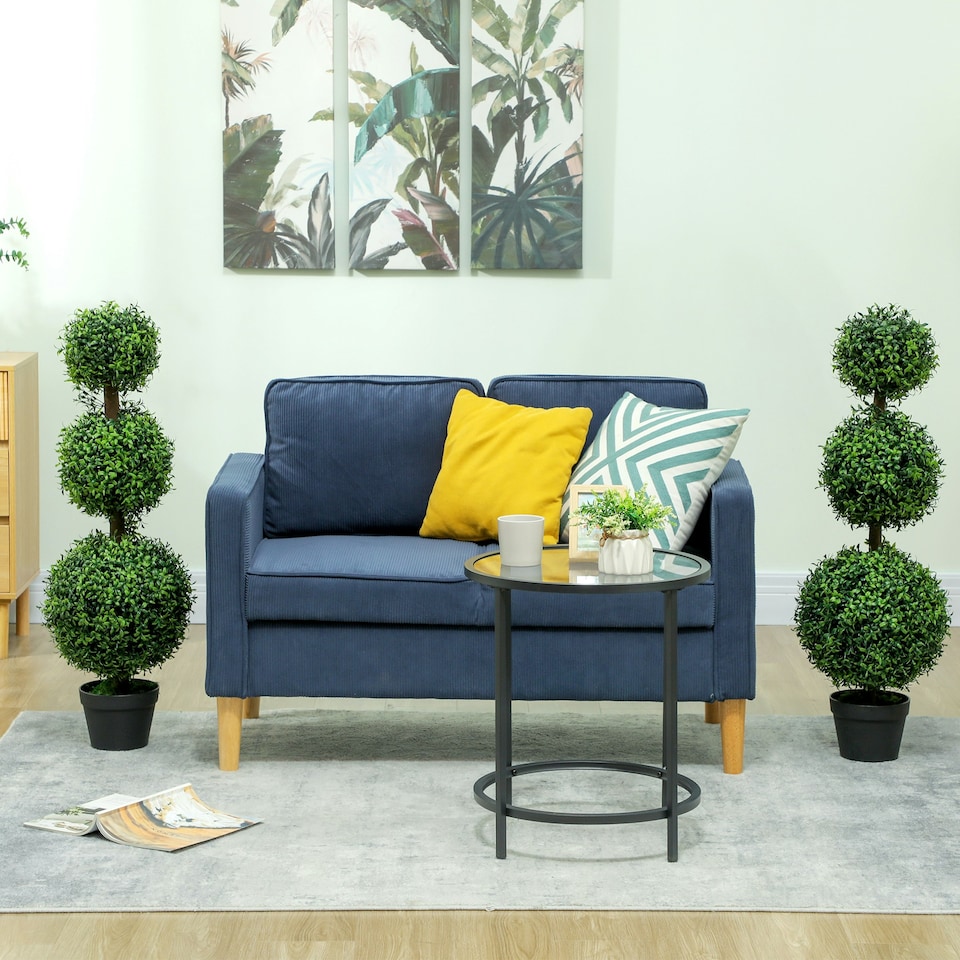image 1 of HOMCOM Set of 2 Decorative Artificial Plants Boxwood Trees in Pot, Green