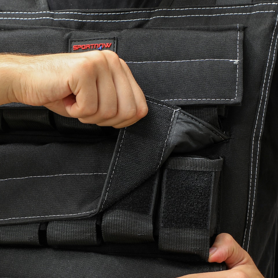 image 1 of 15KG Adjustable Weighted Vest with 15 Metal Weights, Running Weight Vest | Black | Black