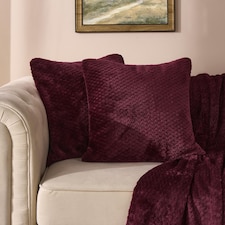 OHS 2 Pack of Waffle Fleece Square Cushion Covers | Red | Wine | 45 x 45 cm