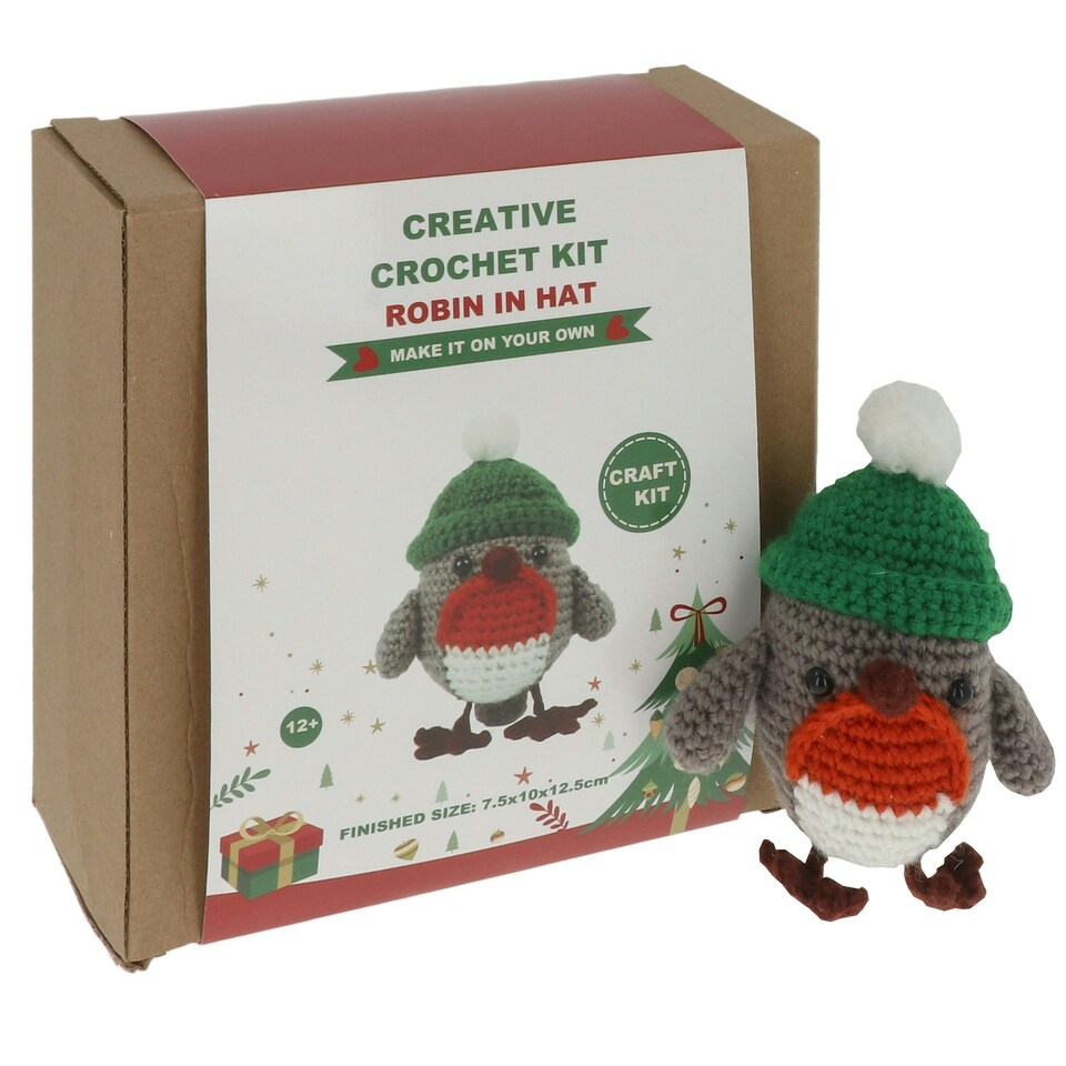 Joe Davies Christmas Crochet Kit Robin in Hat