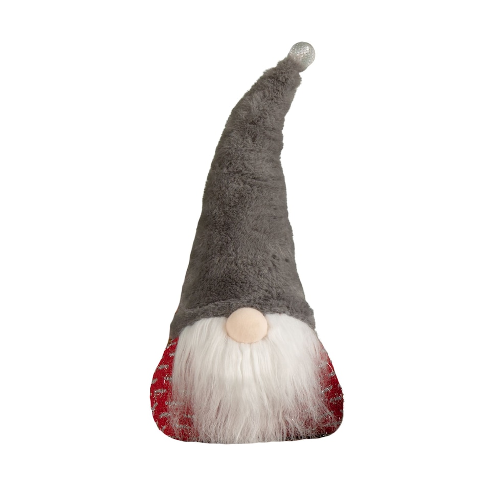 image 1 of 35cm Battery Operated Light up Christmas Gonk with Grey Hat & Red Body