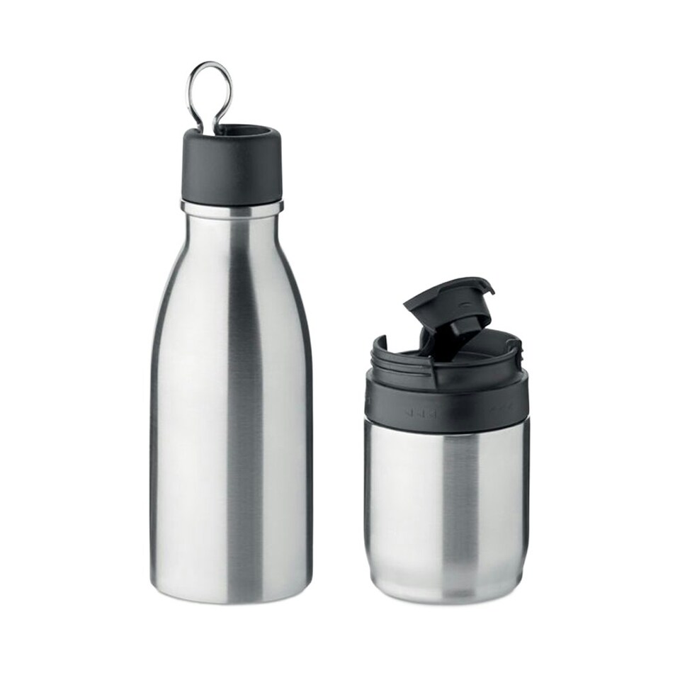 image 1 of MidOcean Atera 2 in 1 Double-Walled 500ml Bottle - Matt Silver - One Size Multi | One Size