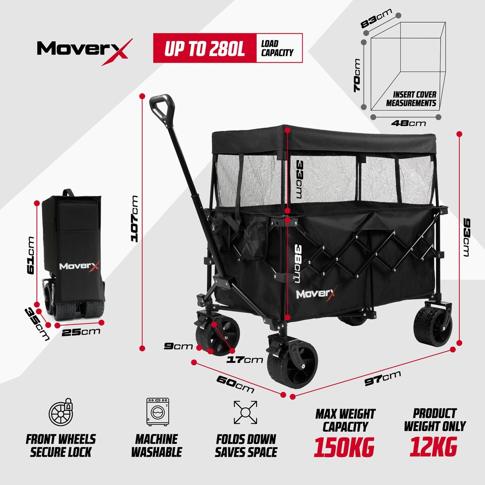 image 1 of MoverX 200L Canopy Trolley Camping Outdoor Wagon