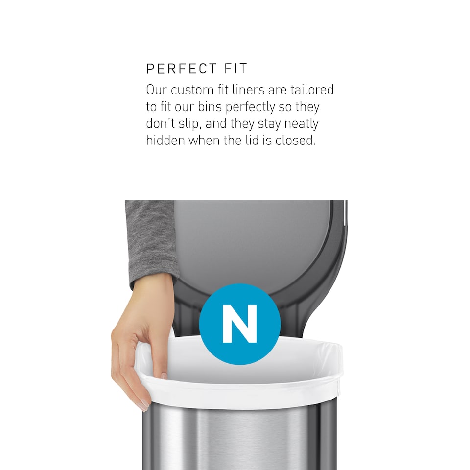 image 1 of Simplehuman 50L Code N Bin Liners, 50% Recycled Custom Fit Bin Bags, Pack of 100 | White | Code N | Code N | 5