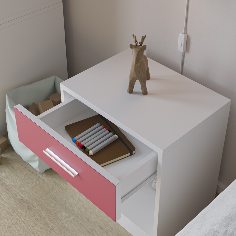 image 1 of Orlando Kids 1 Drawer White Bedside Table | White | 1