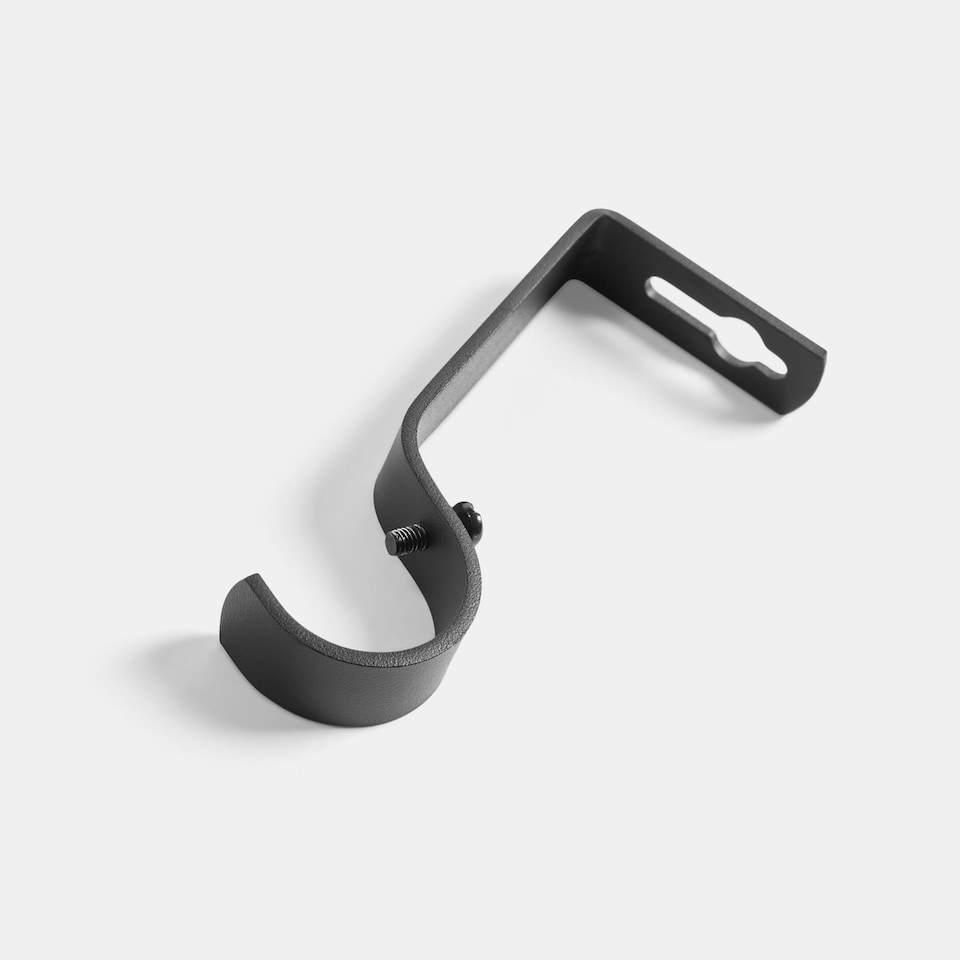 image 1 of OHS Curtain Pole Extendable 28mm Metal Finnials Twist End Rod Fittings | Black