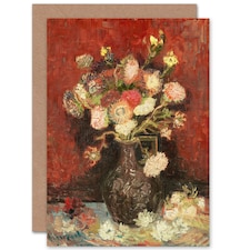 Van Gogh Vase Chinese Asters Gladioli Art Card