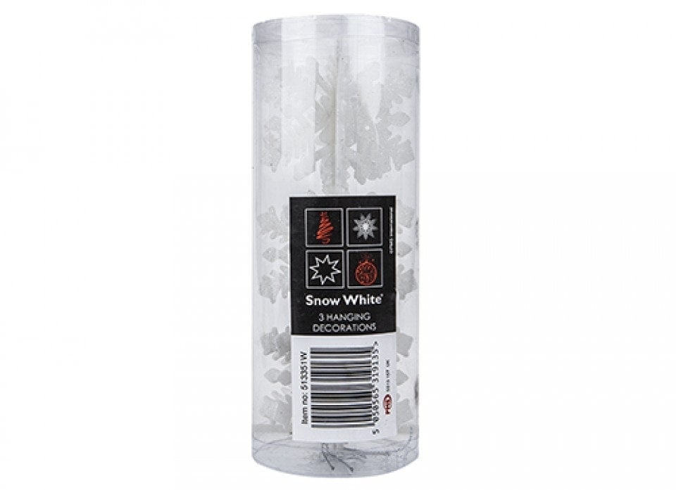 image 1 of Pack of 3 Hanging White Snowflake Christmas Decorations
