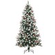 image 1 of HOMCOM 6FT Artificial Snow Dipped Christmas Tree Xmas Holiday Pencil Tree Green
