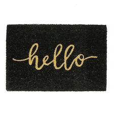 Nicola Spring Coir Door Mat - 60 x 40cm - Hello Black