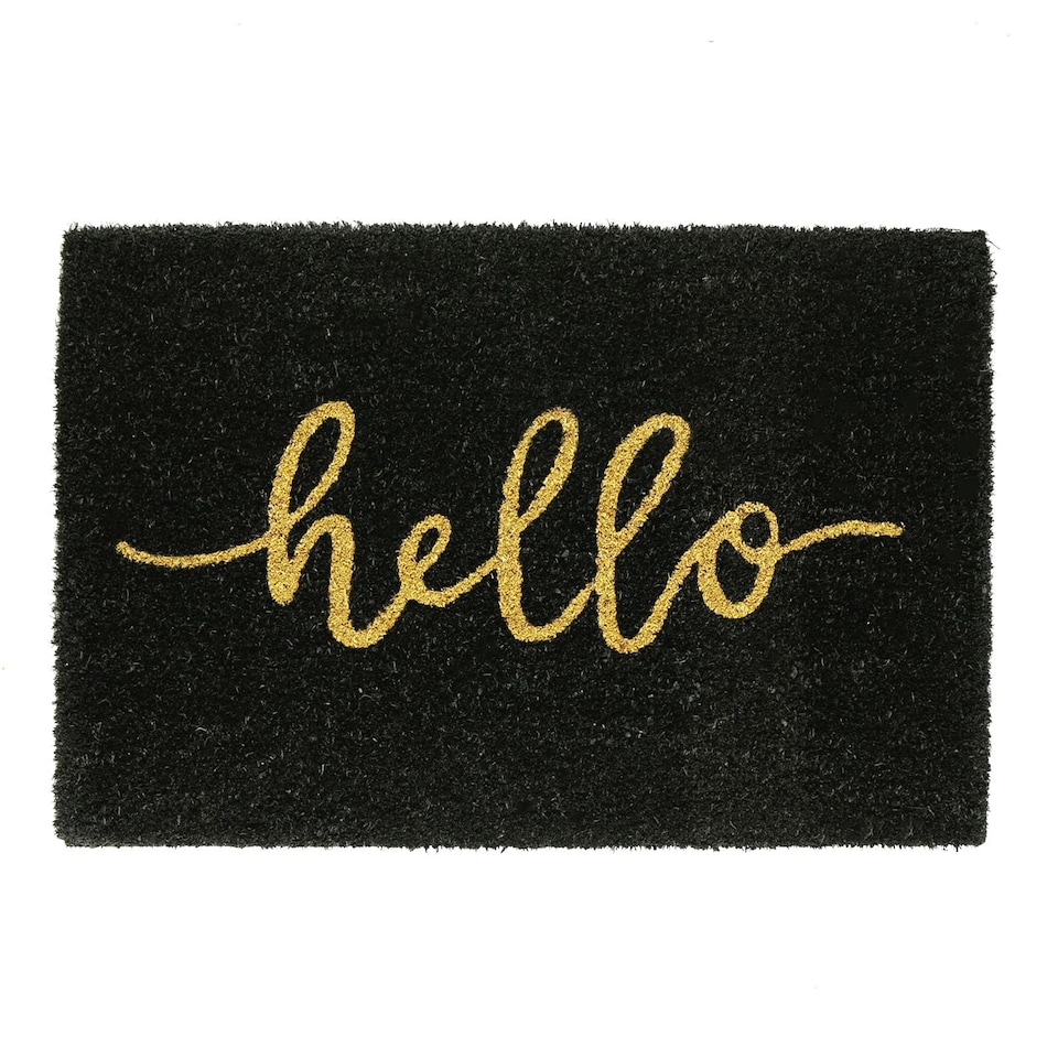 image 1 of Nicola Spring Coir Door Mat - 60 x 40cm - Hello Black