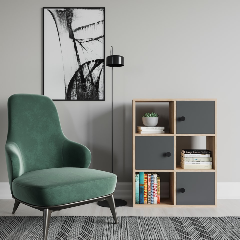 image 1 of Decorotika Tilton 3-tier and 3 Cabinets Bookcase