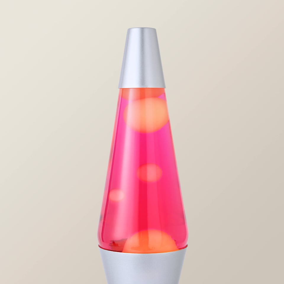image 1 of ValueLights Razzo Lava lamp Clear Silver Illuminated Decoration and Integrated LED 1W Pink Bulb