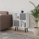 image 3 of White 4-Cube Storage Unit with 2 Wooden Doors and Legs | Grey | Grey & Black | 1