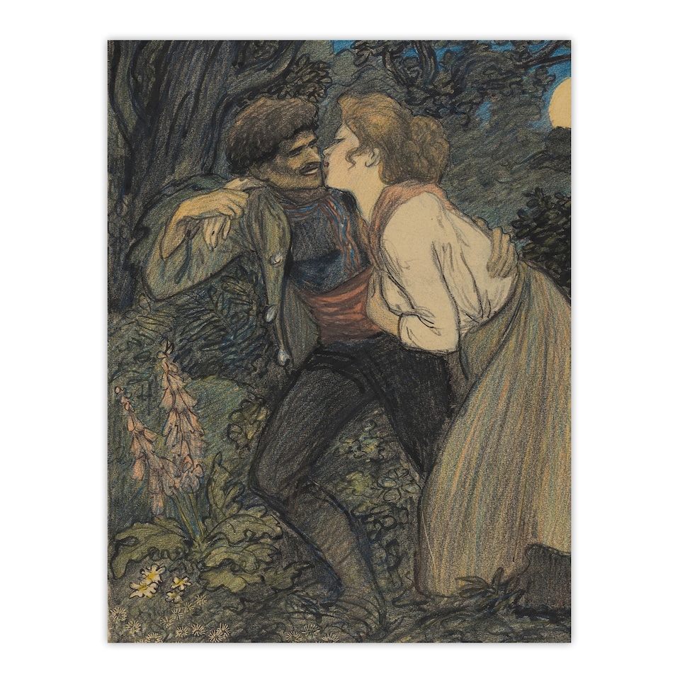 image 1 of La Chienne Au Loup Painting Steinlen Huge Wall Art Print 18X24 In