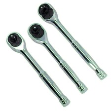3pc Mixed Drive Ratchets 100 Teeth Quick release Socket Driver 1/4" 3/8" 1/2"