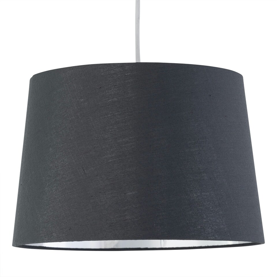 image 1 of First Choice Lighting Zoey Grey with Silver Inner 28cm Easy Fit Pendant or Lamp Shade Grey | Chrome