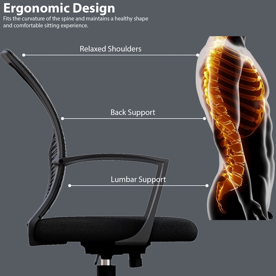 image 1 of Vida Designs Airdrie Office Chair Computer Desk Table Chair, Black