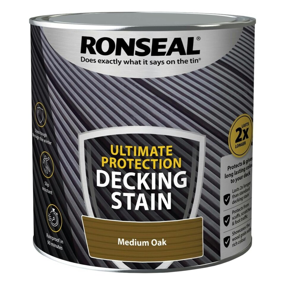 image 1 of Ronseal Ultimate Decking Stain, Medium Oak, 2.5L