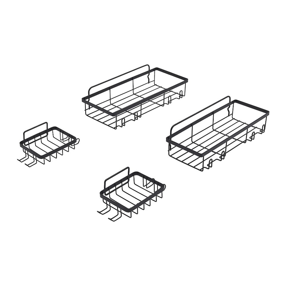 image 1 of Living and Home 4Pcs No-Drill Shower Caddy Set with Wall Stickers